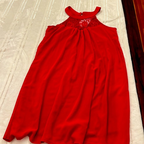 NWT Women's Sleeveless Lace Patchwork Loose Casual Mini Chiffon Dress. Medium - Picture 4 of 8